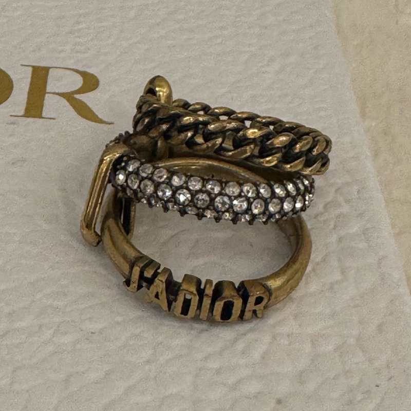 Dior復古金鑽三環戒指（L)-1