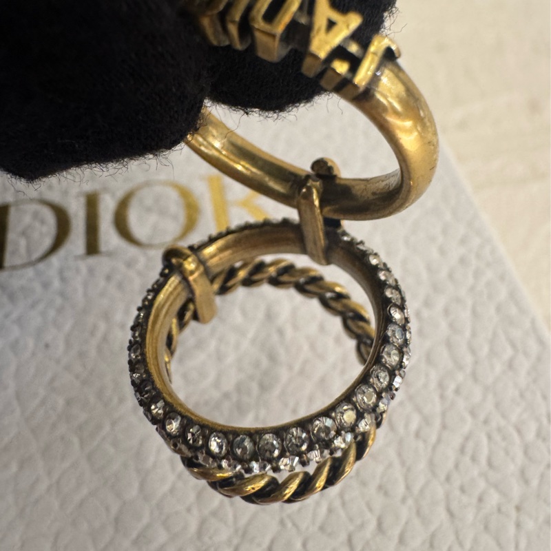 Dior復古金鑽三環戒指（L)-25