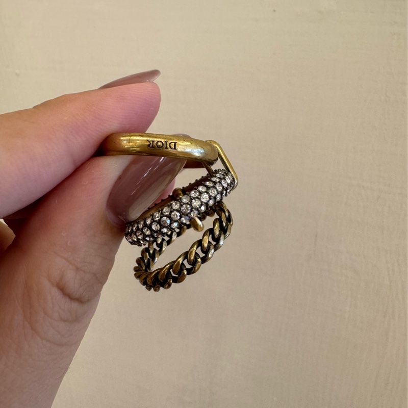 Dior復古金鑽三環戒指（L)-10