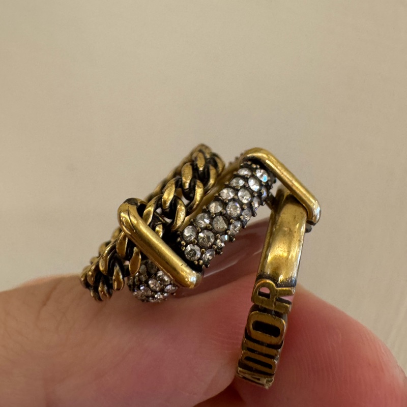 Dior復古金鑽三環戒指（L)-11