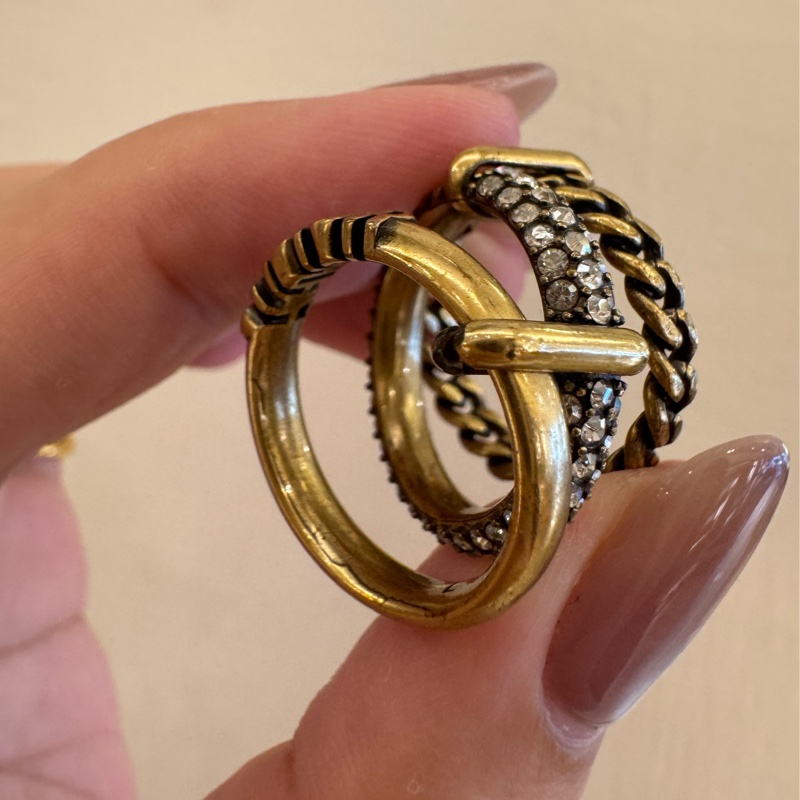 Dior復古金鑽三環戒指（L)-13