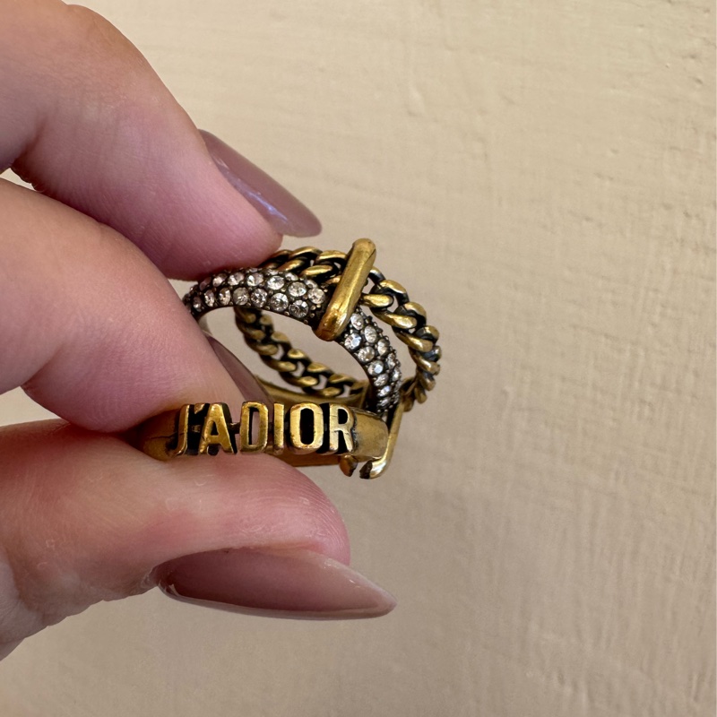 Dior復古金鑽三環戒指（L)-16