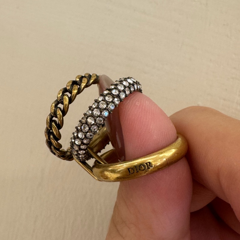 Dior復古金鑽三環戒指（L)-20