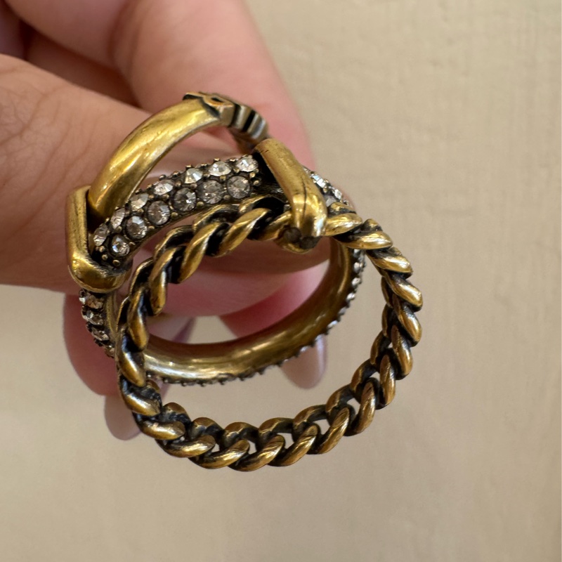 Dior復古金鑽三環戒指（L)-23