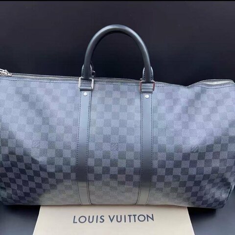 Lv Keepall 55 黑色棋盤格旅行袋 全新 配件塵袋
