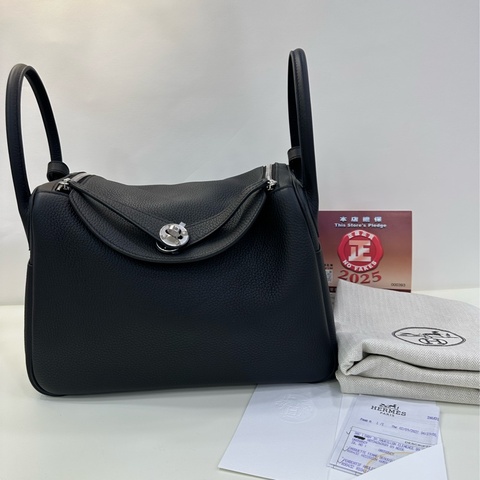 Hermes Lindy30 黑銀 tc皮 U刻 有購證