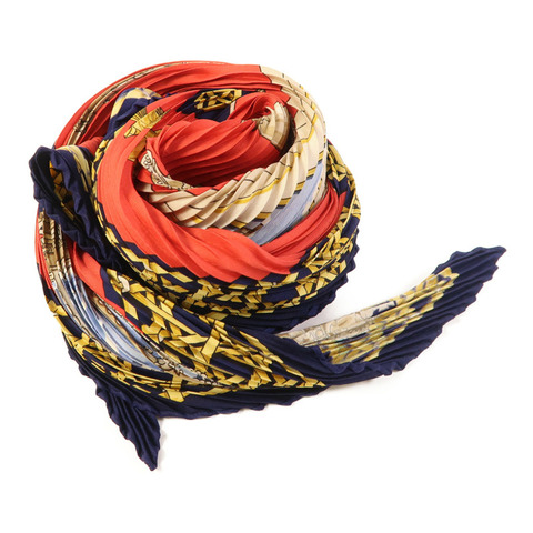 HERMES 絲質Pleated Scarf絲巾