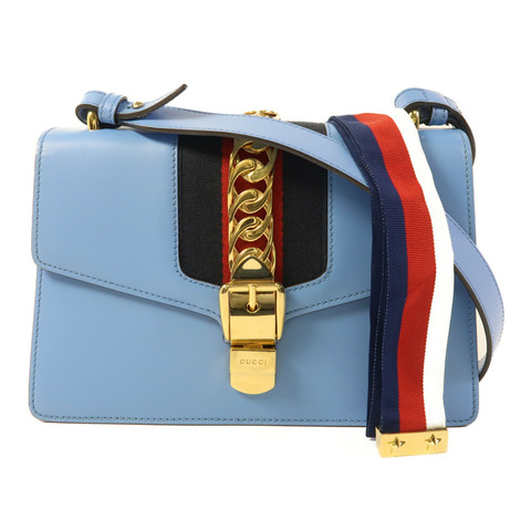 GUCCI 牛皮皮革Sylvie金扣肩背袋