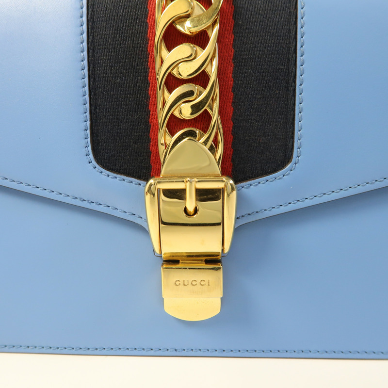 GUCCI 牛皮皮革Sylvie金扣肩背袋-9