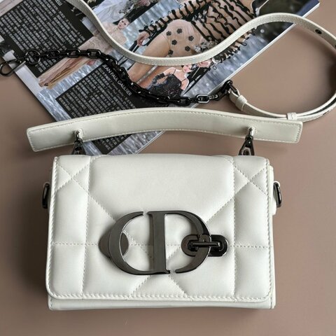 ::Christian Dior:: 30 Montaigne Top Handle 白色皮革手提斜背兩用包