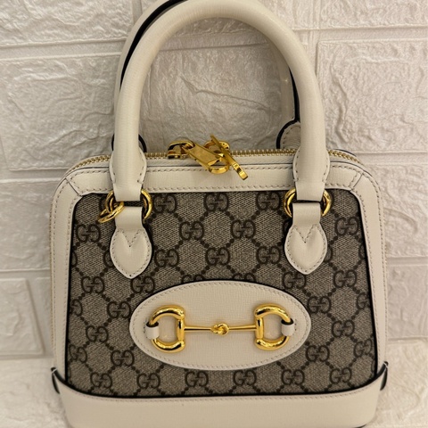 Gucci 白邊馬銜術釦手提包
