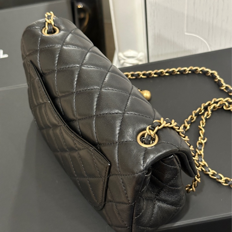 #99新帶膜 #全網最低芯片款 香奈兒cf20金球黑金大方胖 芯片款🉑調節背袋-21