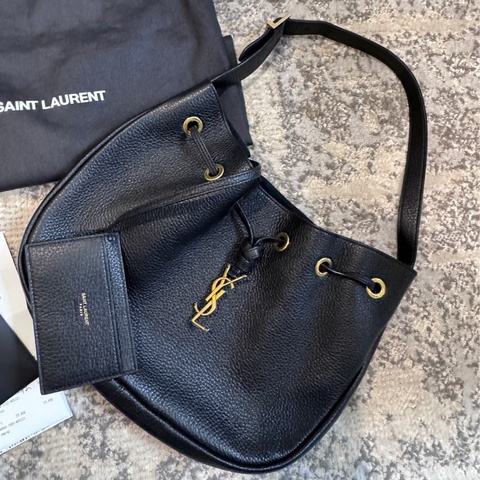 YSL Saint Laurent聖羅蘭荔枝紋肩背水桶包 小號 近全新