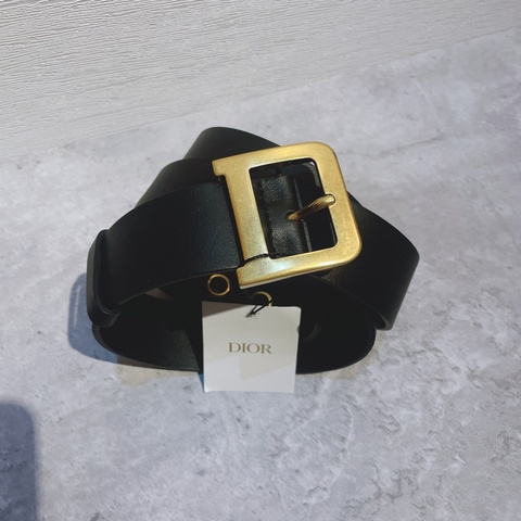 Dior 黑金 D字扣 皮帶 85cm