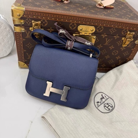 Hermes Mini Constance 19 小號 藍色銀扣 EP皮 98新 A刻
