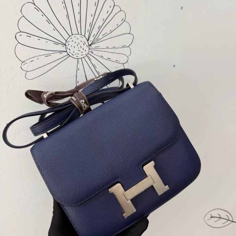 Hermes Mini Constance 19 小號 藍色銀扣 EP皮 98新 A刻-1