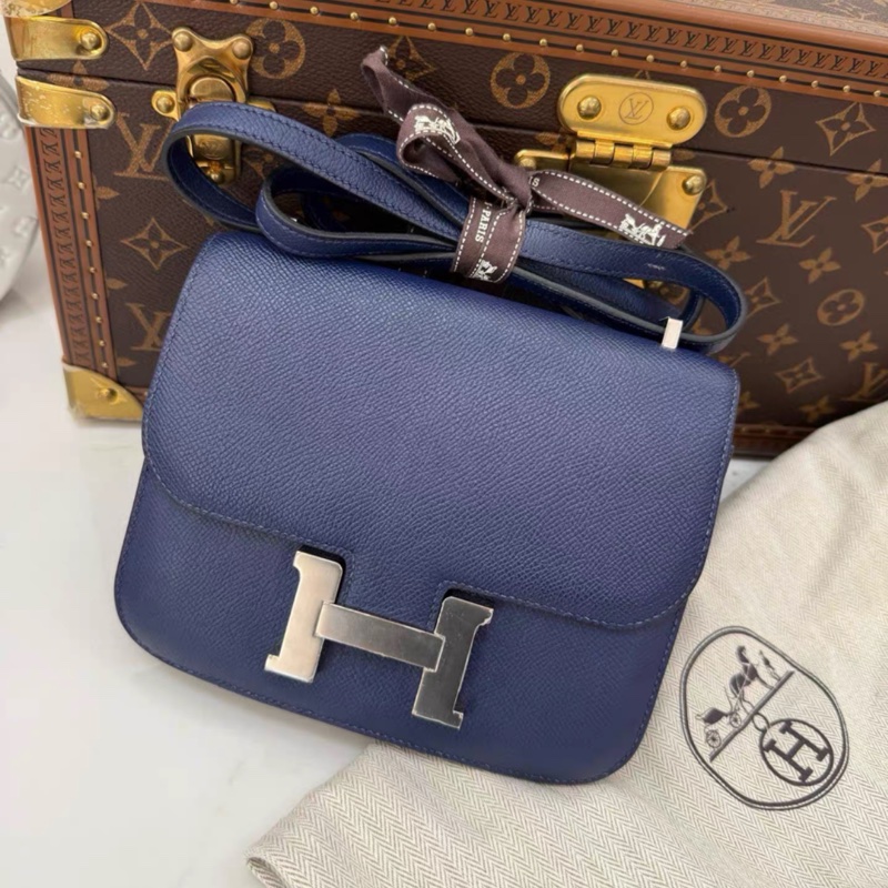 Hermes Mini Constance 19 小號 藍色銀扣 EP皮 98新 A刻-2