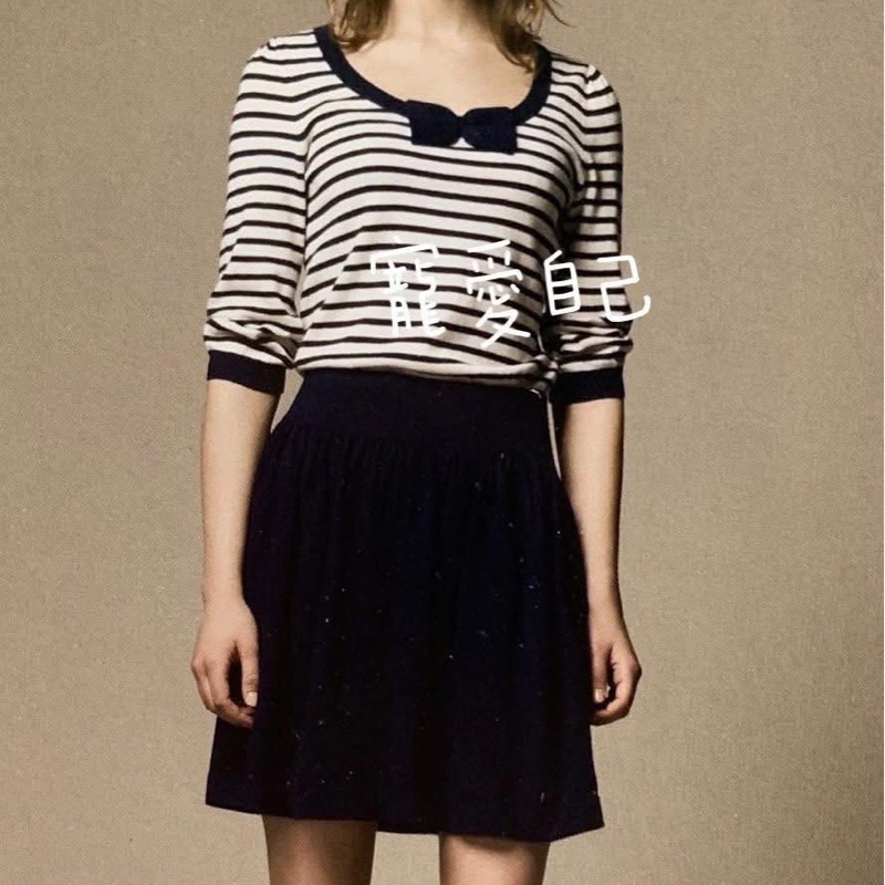 BURBERRY 藍標   橫條拼接蝴蝶結針織洋裝-0