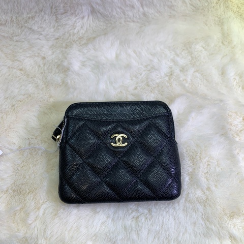Chanel 香奈兒黑金 荔枝牛皮 吐司卡包 I224