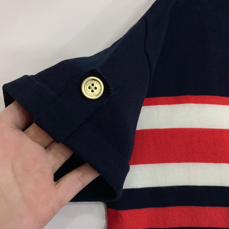 BURBERRY 藍標 橫條金扣戰馬針織上衣-3