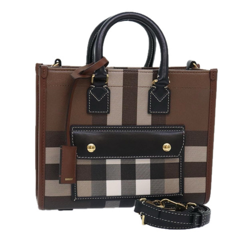 BURBERRY Nova 格紋手提包 皮革 2 款 棕金色 正品 91589A