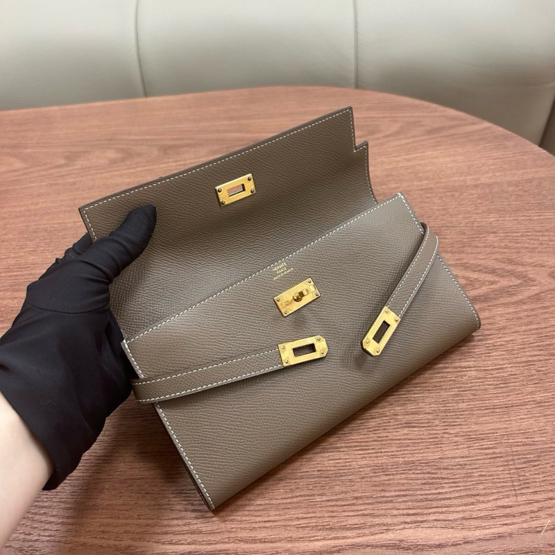 🌈Hermes🧡Kelly Wallet🧡大象灰金扣🌟99新🌟原膜在🌟kelly長銀包🌟-1