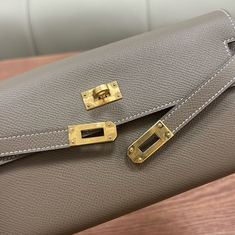 🌈Hermes🧡Kelly Wallet🧡大象灰金扣🌟99新🌟原膜在🌟kelly長銀包🌟-3