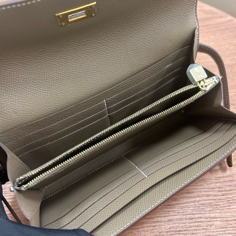 🌈Hermes🧡Kelly Wallet🧡大象灰金扣🌟99新🌟原膜在🌟kelly長銀包🌟-4