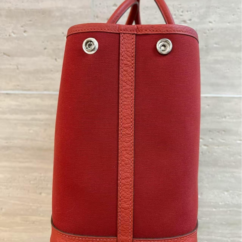 Hermes🌈Garden party 30❤️紅色布拼皮❤️99.8新❤️閑置🌟-3