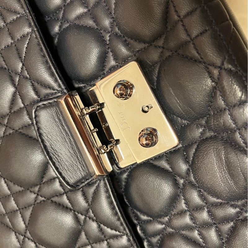 Dior 小羊皮銀扣海軍藍翻蓋包 可肩背 可斜背 降降-2