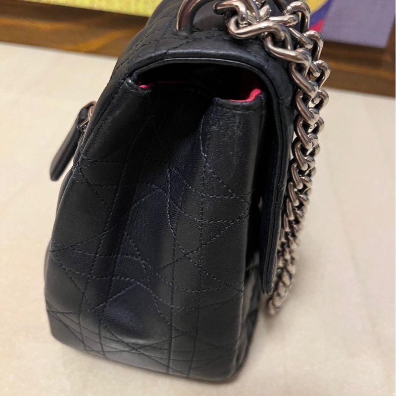 Dior 小羊皮銀扣海軍藍翻蓋包 可肩背 可斜背 降降-25