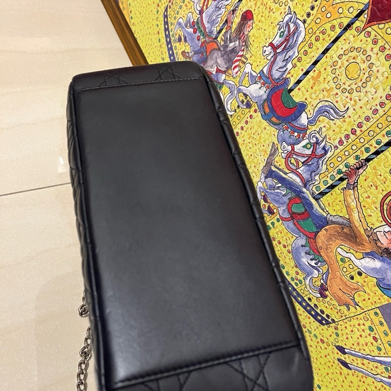 Dior 小羊皮銀扣海軍藍翻蓋包 可肩背 可斜背 降降-30