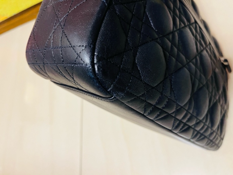 Dior 小羊皮銀扣海軍藍翻蓋包 可肩背 可斜背 降降-31