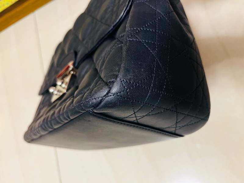 Dior 小羊皮銀扣海軍藍翻蓋包 可肩背 可斜背 降降-32