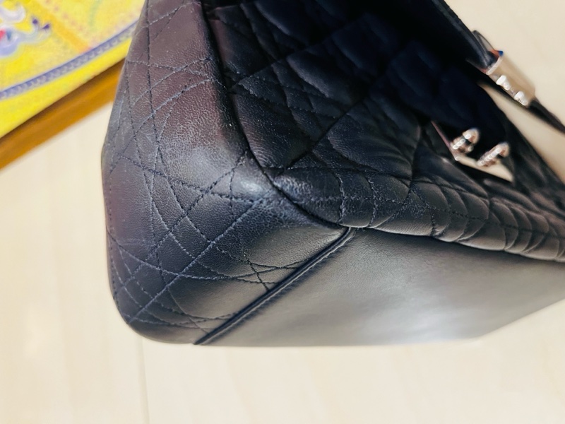 Dior 小羊皮銀扣海軍藍翻蓋包 可肩背 可斜背 降降-34