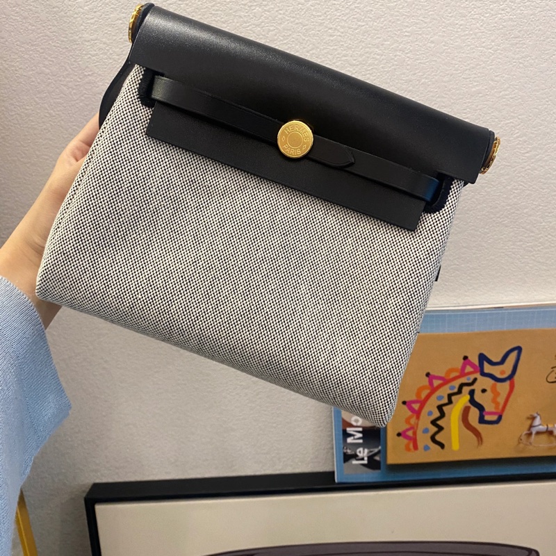 愛馬仕 Hermes Mini Herbag 黑白熊貓色 全新 最新K刻 超級好看推薦 精品包 小廢包並不廢-4
