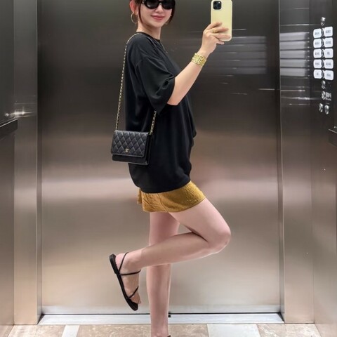 Chanel 香奈兒經典woc 黑色荔枝皮 金logo 芯片款
