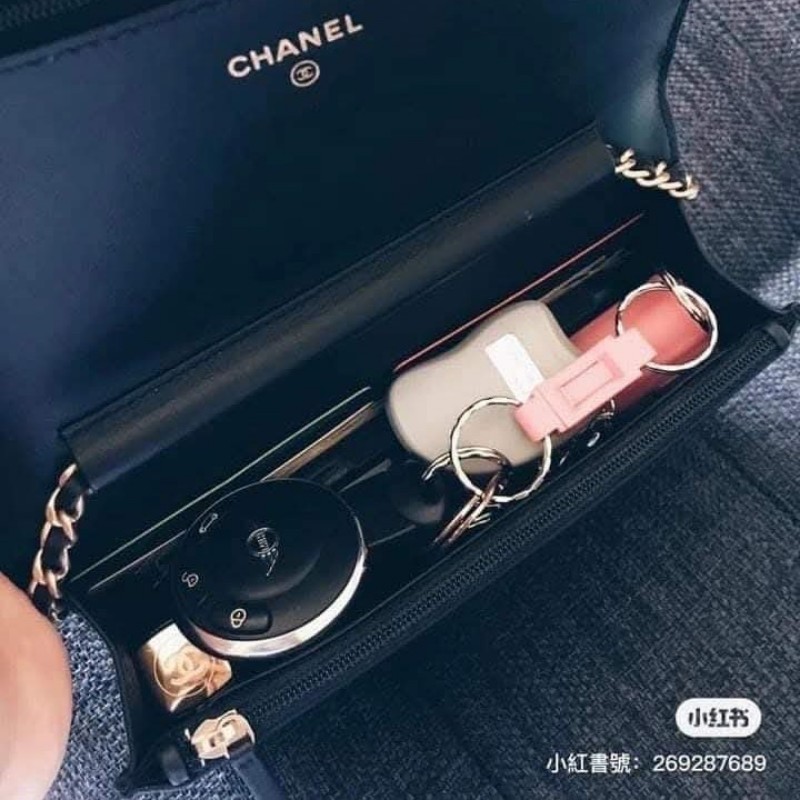 Chanel 香奈兒經典woc 黑色荔枝皮 金logo 芯片款-5