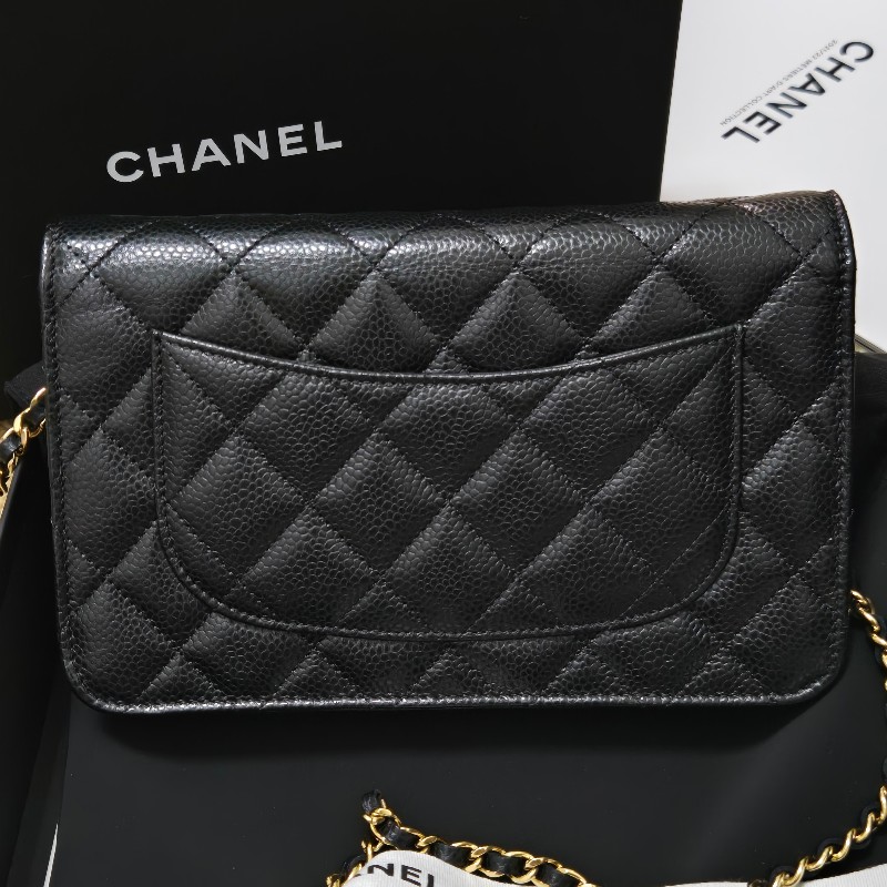 Chanel 香奈兒經典woc 黑色荔枝皮 金logo 芯片款-11