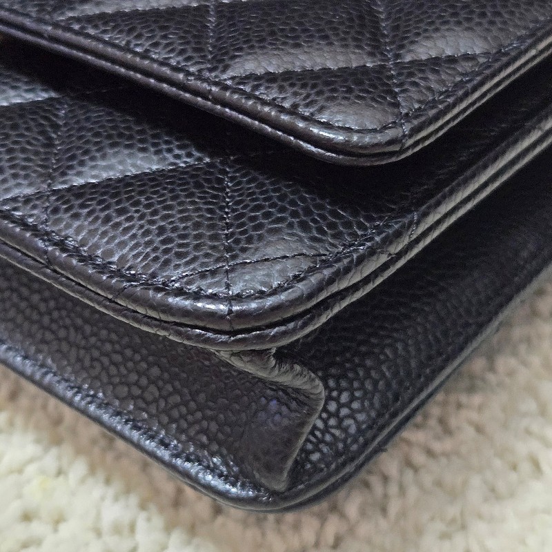 Chanel 香奈兒經典woc 黑色荔枝皮 金logo 芯片款-20