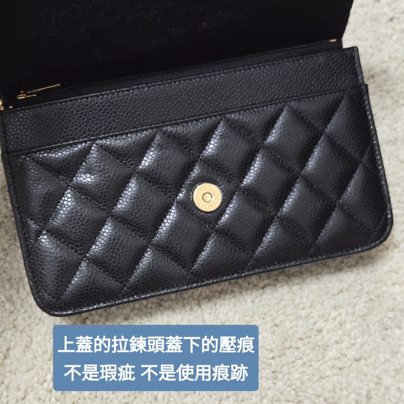 Chanel 香奈兒經典woc 黑色荔枝皮 金logo 芯片款-23