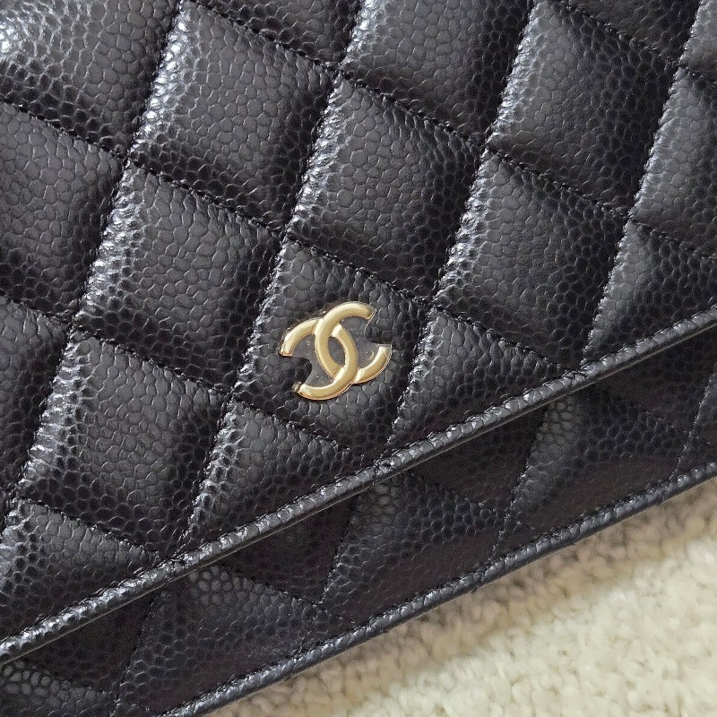 Chanel 香奈兒經典woc 黑色荔枝皮 金logo 芯片款-28