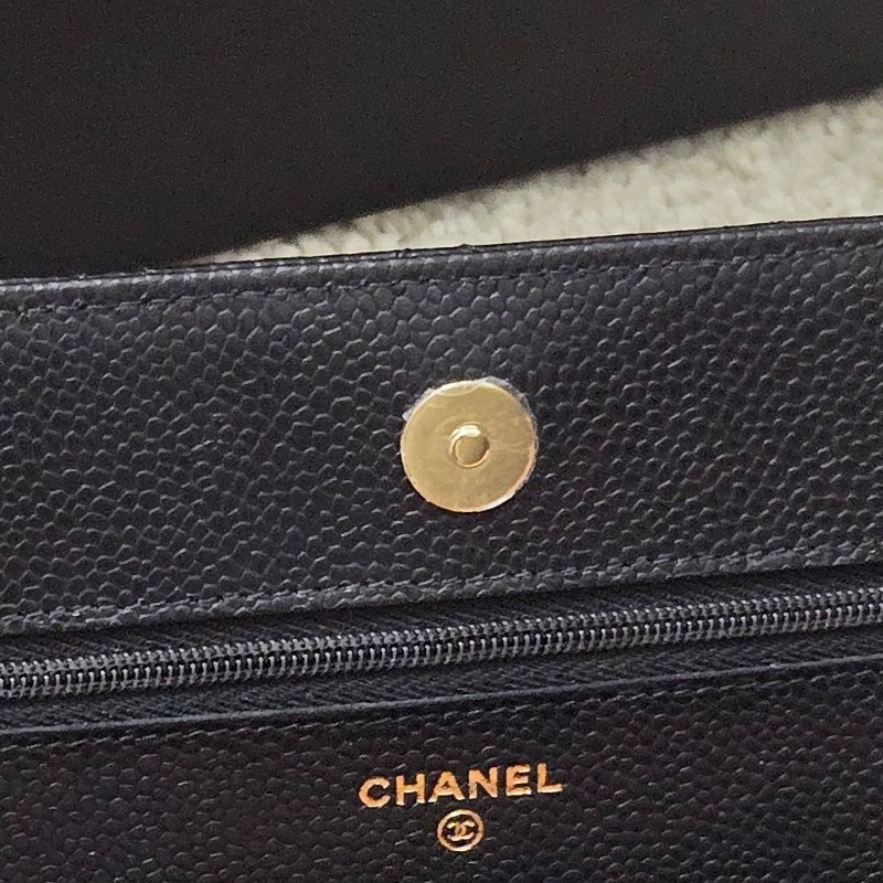 Chanel 香奈兒經典woc 黑色荔枝皮 金logo 芯片款-30