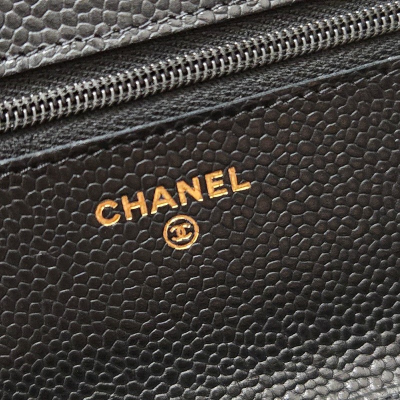 Chanel 香奈兒經典woc 黑色荔枝皮 金logo 芯片款-37