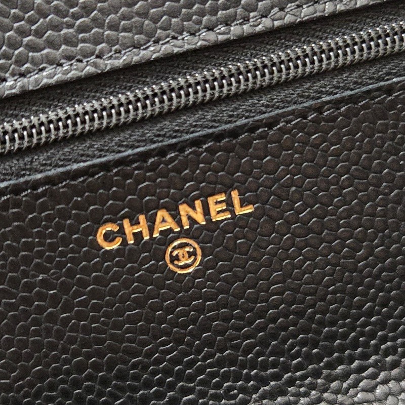 Chanel 香奈兒經典woc 黑色荔枝皮 金logo 芯片款-38