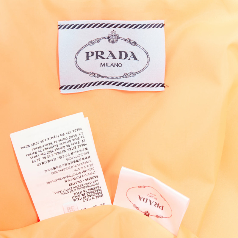 rare PRADA 2018 Runway orange virgin wool belted puffer lined long vest IT38 XS-8