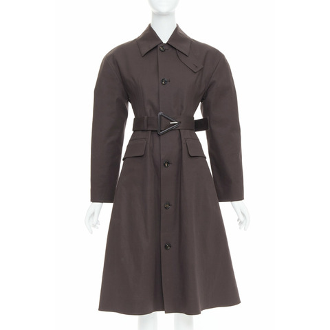 BOTTEGA VENETA charcoal coated cotton blend corset waist trench coat IT36 XXS