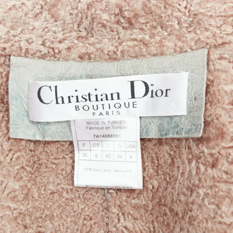 rare CHRISTIAN DIOR John Galliano Vintage washed blue babylamb leather coat FR36 S-8