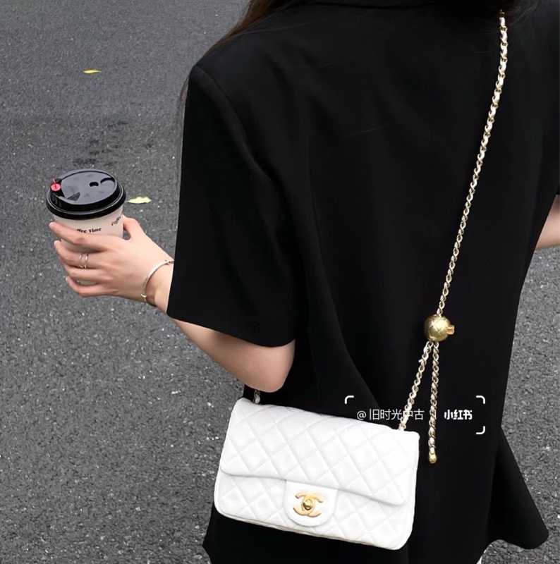 #今年6月離櫃 #全新全配🈶購證 #全網最低 香奈兒cf20金球大方胖 芯片款🉑調背袋-3