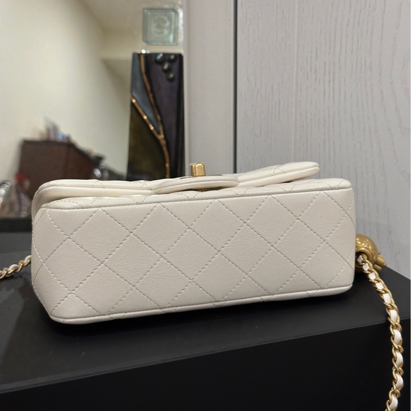 #今年6月離櫃 #全新全配🈶購證 #全網最低 香奈兒cf20金球大方胖 芯片款🉑調背袋-14